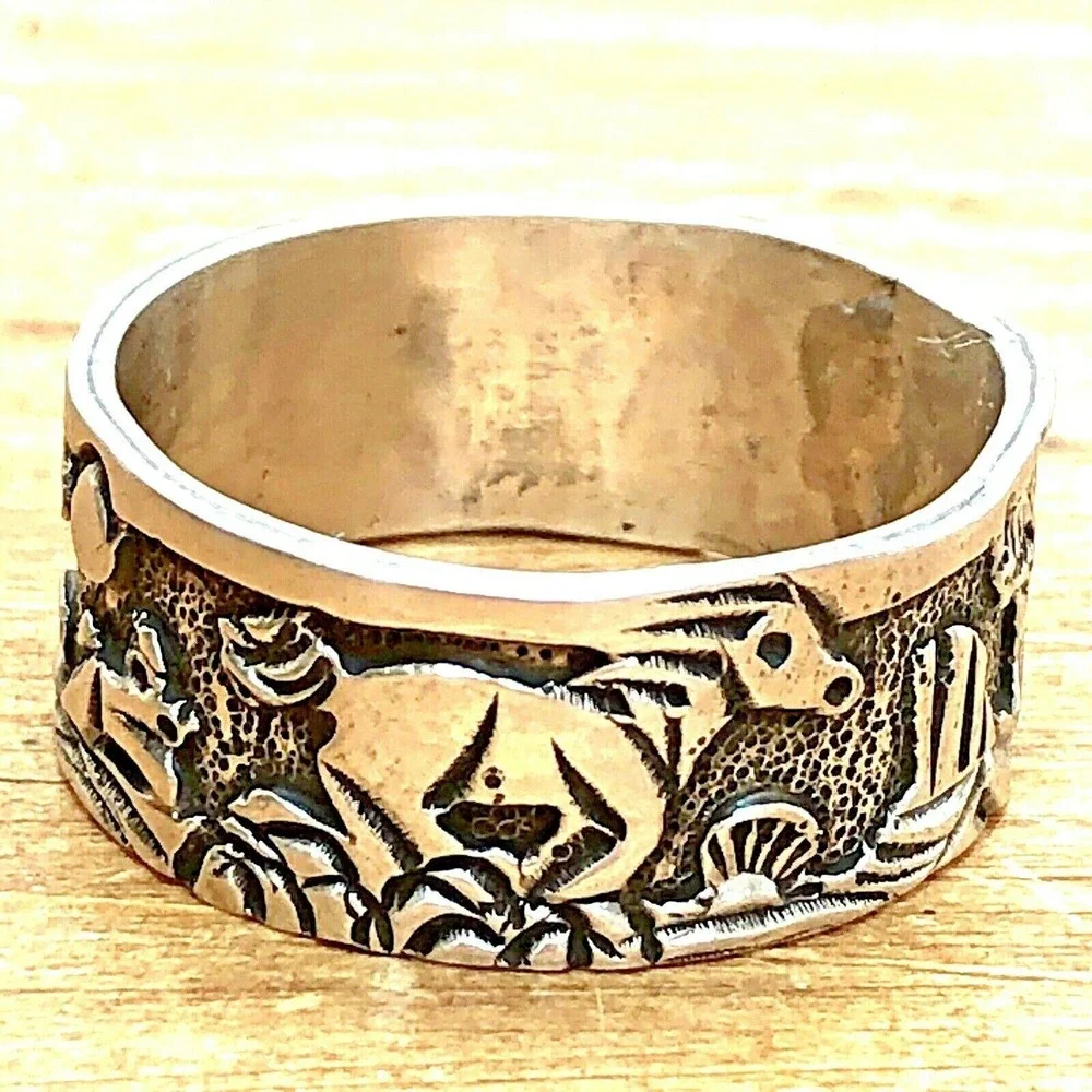 Navajo Horse Storyteller Mens Band Sz 13.5 Signed Becenti Sterling Wedding Ring
